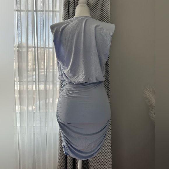 Open Edit Box Shoulder Mini Dress (NEW)  - Light Blue - Picture 5 of 8
